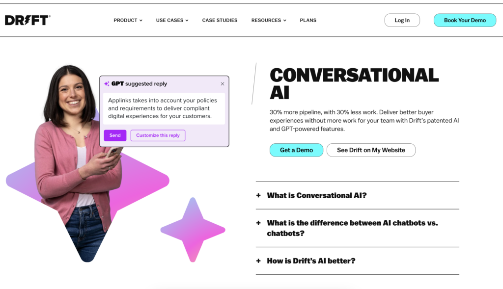 drift is an example of a chat-based ai tool for b2b business